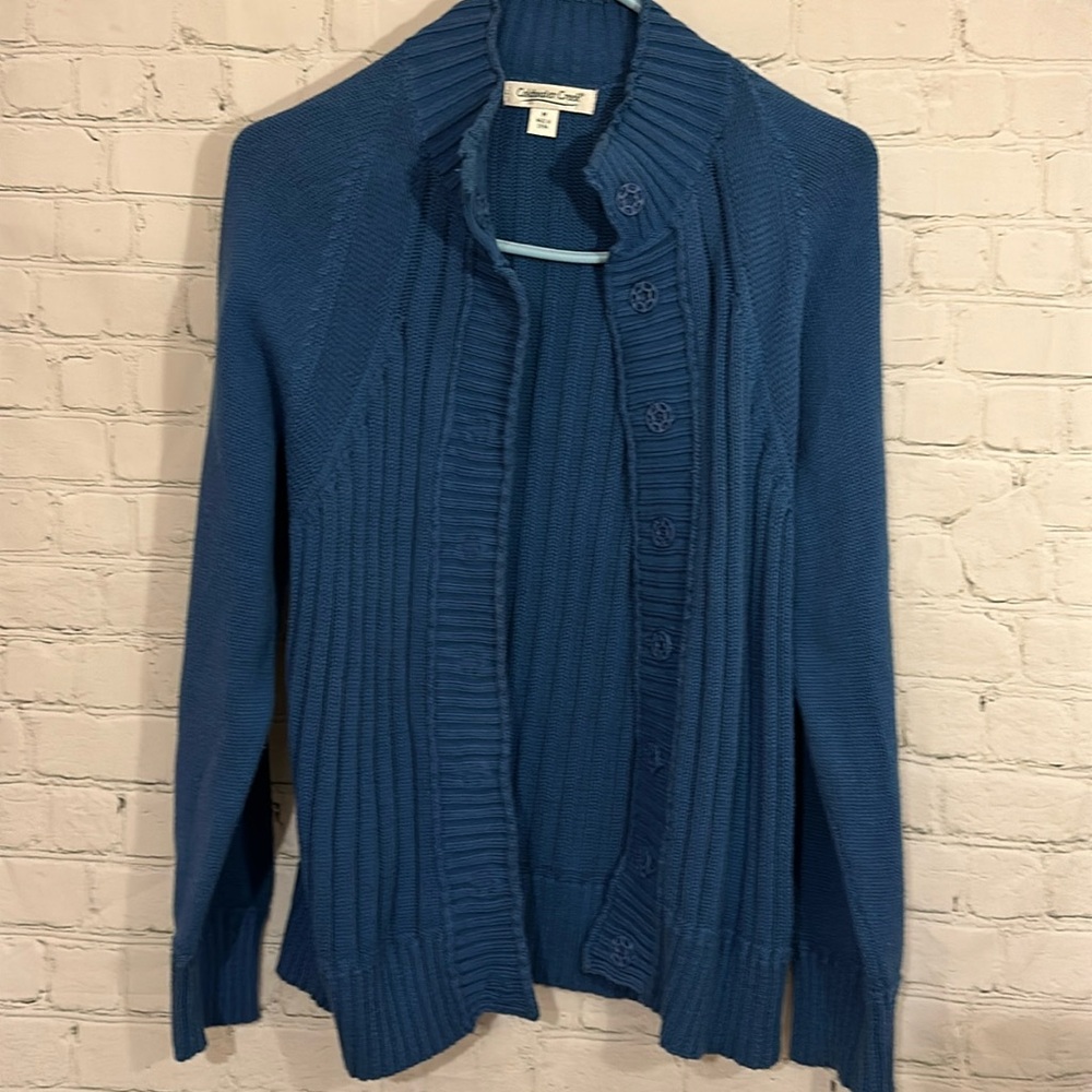 Coldwater Creek blue cardigan all cotton